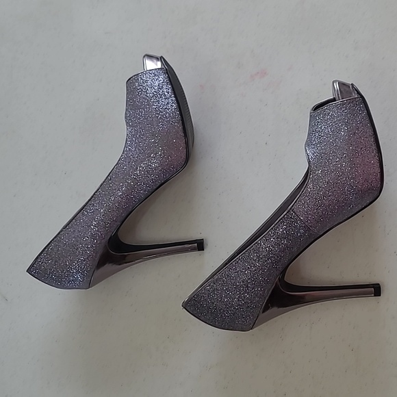 Jacqueline Ferrar Dark Grey/Silver Glitter platform heels size 8 - Picture 4 of 13